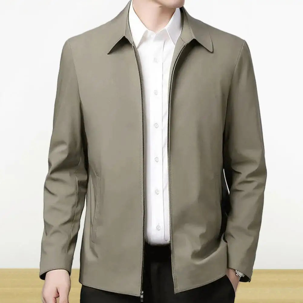 Men Coat Cardigan Solid Color Turn-down Collar Loose Cardigan Spring Jacket for Business Work Male Clothing Streetwear