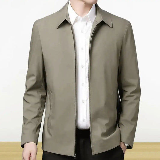 Men Coat Cardigan Solid Color Turn-down Collar Loose Cardigan Spring Jacket for Business Work Male Clothing Streetwear
