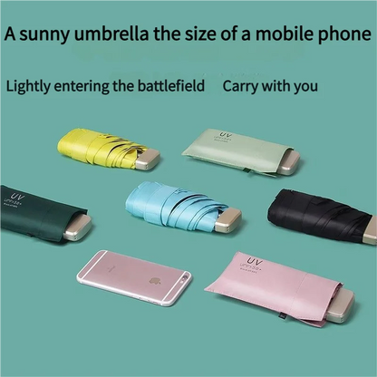 Ultra Light Small Mini Women Five Fold Umbrella Sun Proof Sun Proof Anti UV Sun Rain Dual Use Umbrella Thick Black Glue Pocket S